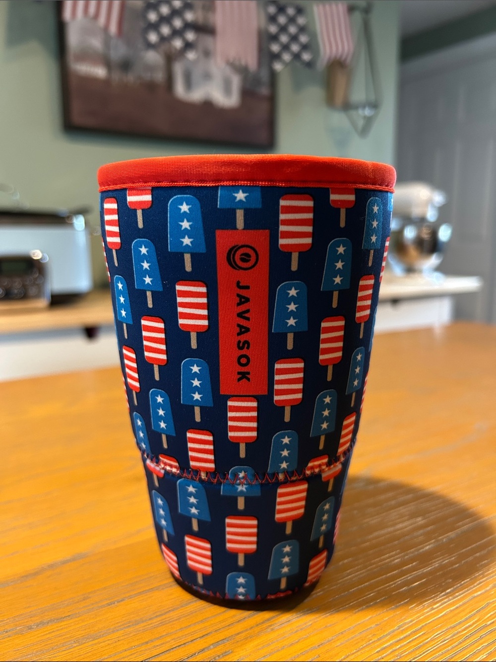 JavaSok Patriotic Popsicle Neoprene Can Cooler Large 30-32 oz